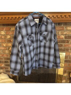 Men’s Wear first Blue Plaid Sherpa Lined Shacket Size Medium Workwear Outdoors